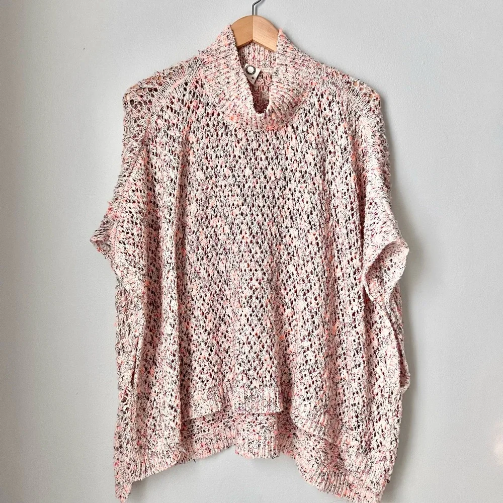 Anthropologie Oversized Anemi+ Kin Knit Cozy Spring Colorful Sweater Poncho OS